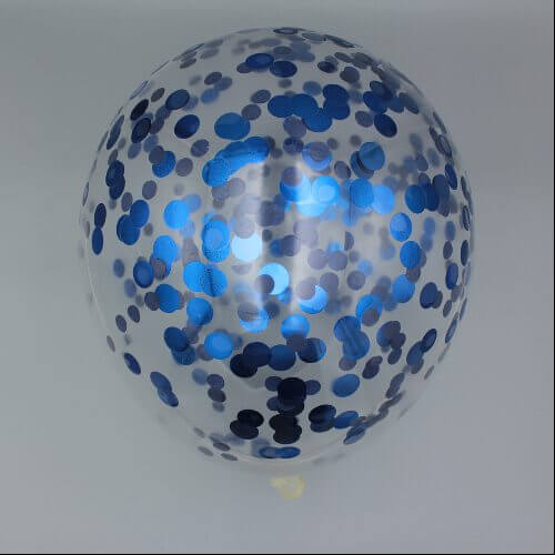 Konfetti Latexballon Blau 30 cm gefüllt mit Helium