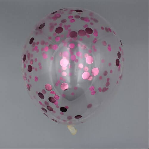 Konfetti Latexballon Rosa 30 cm gefüllt mit Helium