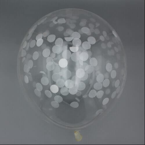 Konfetti Latexballon Weiß 30 cm gefüllt mit Helium