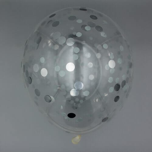 Konfetti Latexballon Silber 30 cm gefüllt mit Helium