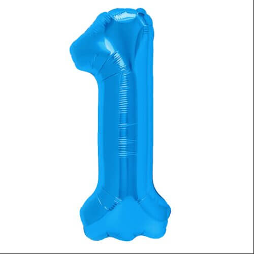 Zahlenballon 1 blau XL 100 cm gefüllt mit Helium