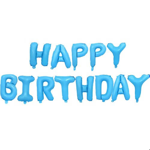 HAPPY BIRTHDAY Hellblau Folienballon Buchstaben 40cm Höhe
