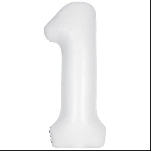 Zahlenballon 1 weiß XL 100 cm gefüllt mit Helium