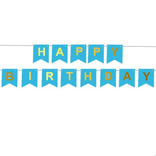 Happy Birthday Blau Wimpelkette Banner