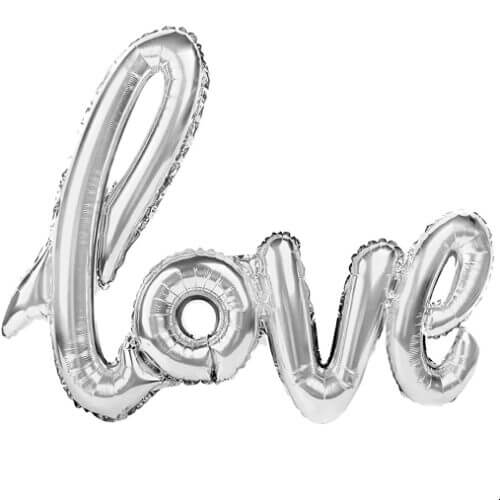 Love Folienballon silber 100 x 70 cm