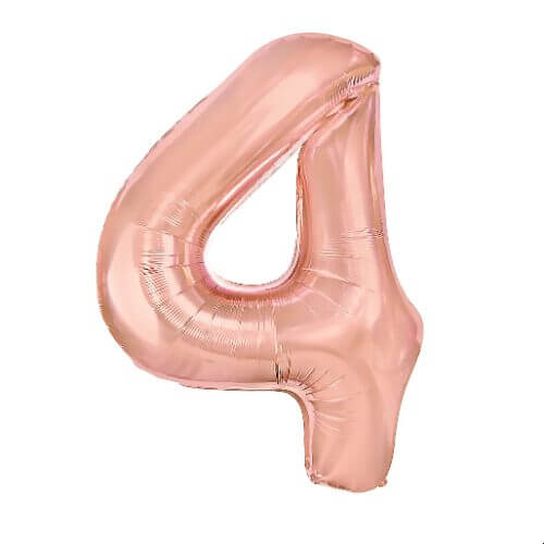 Zahlenballon 4 rosegold glänzend XL 100 cm gefüllt mit Helium