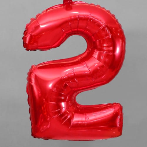 Zahlenballon 2 rot XL 100 cm gefüllt mit Helium