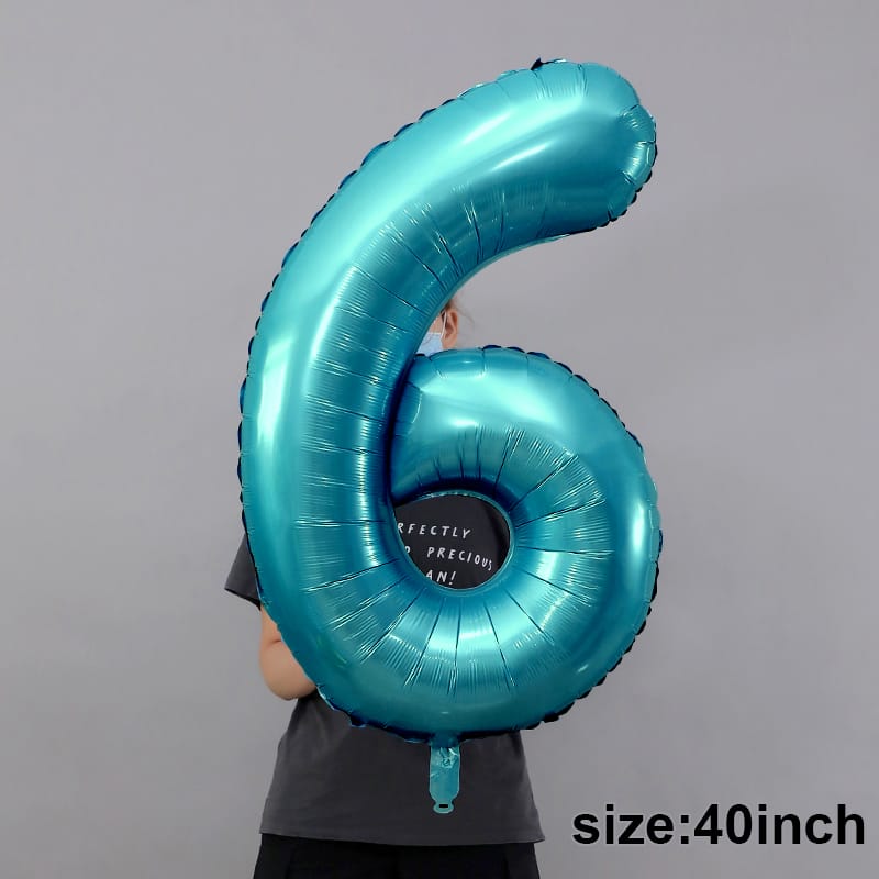 Zahlenballon 6 türkisblau XL 100 cm gefüllt mit Helium