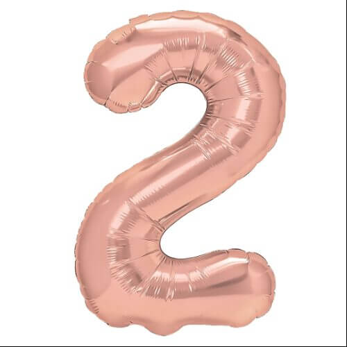 Zahlenballon 2 rosegold glänzend XL 100 cm gefüllt mit Helium