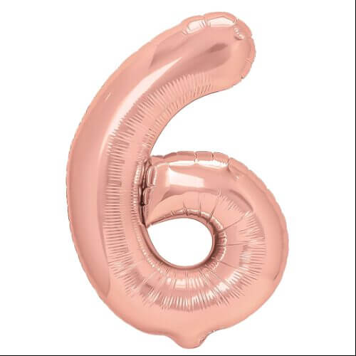 Zahlenballon 6 rosegold glänzend XL 100 cm gefüllt mit Helium