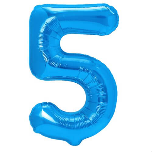 Zahlenballon 5 blau XL 100 cm gefüllt mit Helium