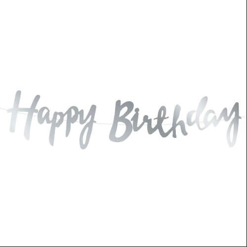 Banner Happy Birthday silber 110 cm