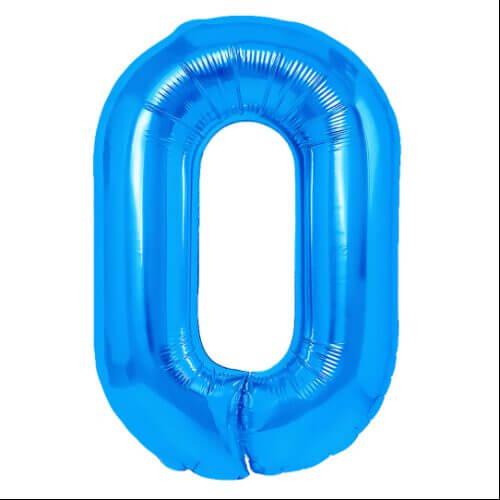 Zahlenballon 0 blau XL 100 cm gefüllt mit Helium