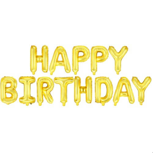 HAPPY BIRTHDAY Gold Folienballon Buchstaben 40cm Höhe