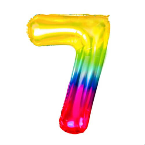 Zahlenballon 7 regenbogen XL 100 cm gefüllt mit Helium