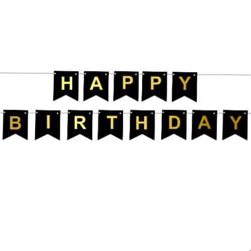 Happy Birthday Schwarz Wimpelkette Banner