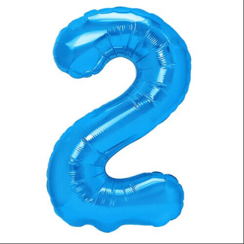 Zahlenballon 2 blau XL 100 cm gefüllt mit Helium