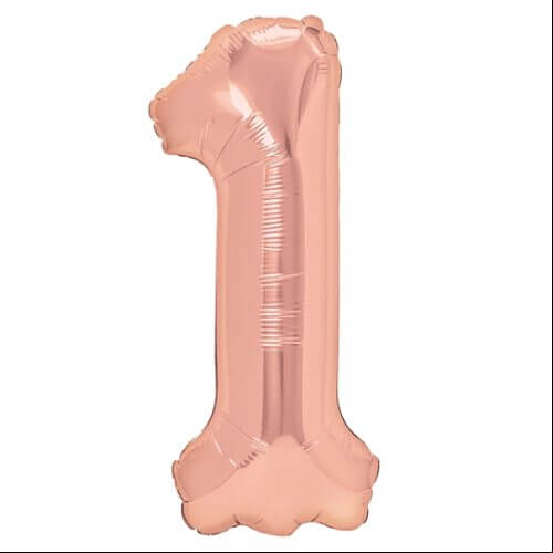 Zahlenballon 1 rosegold glänzend XL 100 cm gefüllt mit Helium