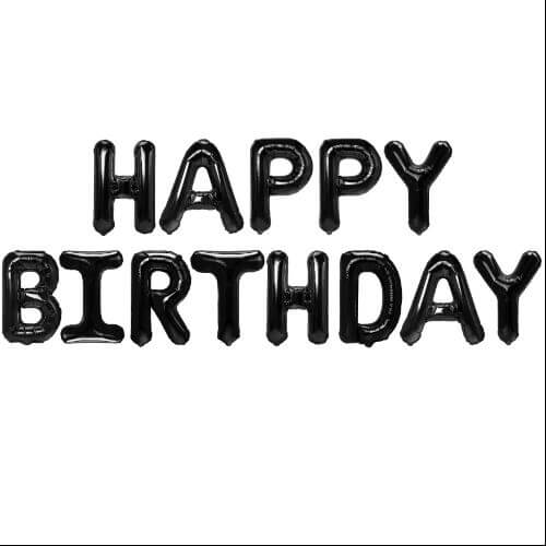 HAPPY BIRTHDAY Schwarz Folienballon Buchstaben 40cm Höhe