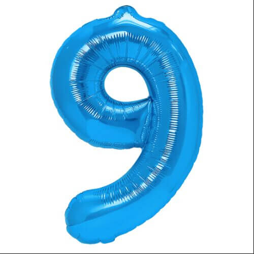 Zahlenballon 9 blau XL 100 cm gefüllt mit Helium