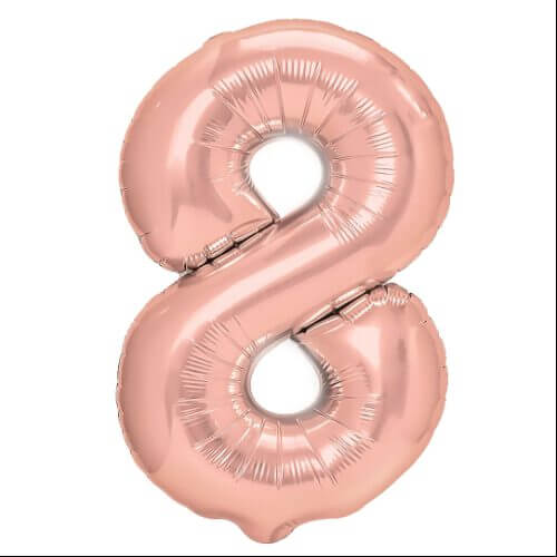 Zahlenballon 8 rosegold glänzend XL 100 cm gefüllt mit Helium