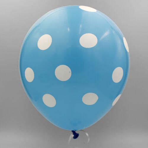 Punkten Dots Latexballon hellblau-weiß 30 cm mit Helium gefüllt