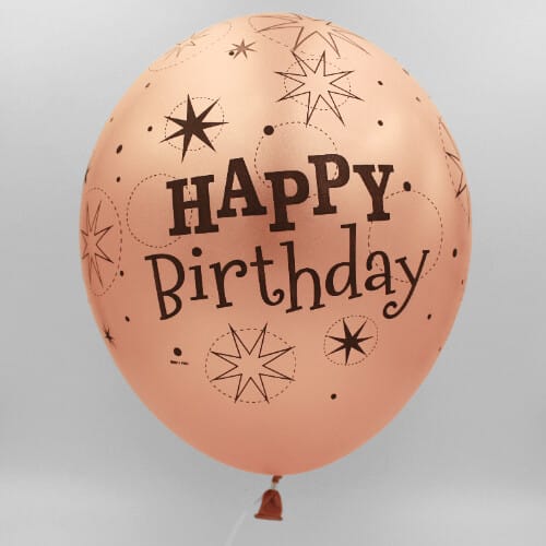 Happy B-Day Latexballon rosegold 30 cm mit Helium gefüllt
