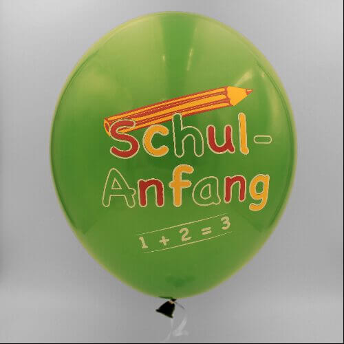 Schulanfang Latexballon grün 30 cm mit Helium gefüllt
