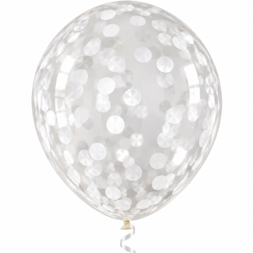 Weiß Konfetti – Latexballon 30 cm, mit Helium gefüllt