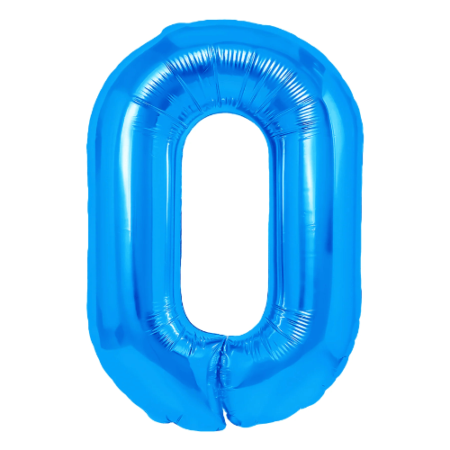 Zahlenballon 0 Blau, 100 cm – mit Helium gefüllt