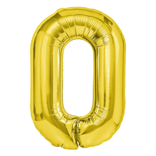 Zahlenballon 0 Gold, 100 cm – mit Helium gefüllt