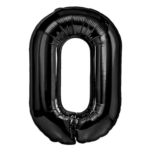 Zahlenballon 0 Schwarz, 100 cm – mit Helium gefüllt
