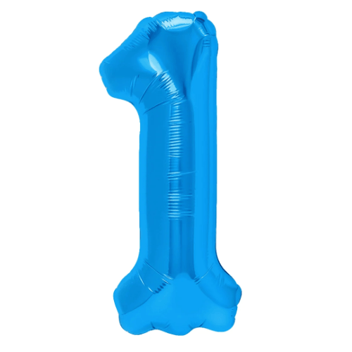 Zahlenballon 1 Blau, 100 cm – mit Helium gefüllt