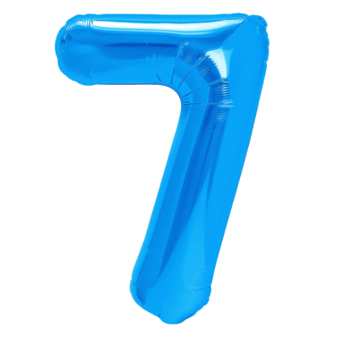 Zahlenballon 7 Blau, 100 cm – mit Helium gefüllt