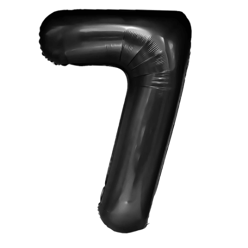 Zahlenballon 7 Schwarz, 100 cm – mit Helium gefüllt
