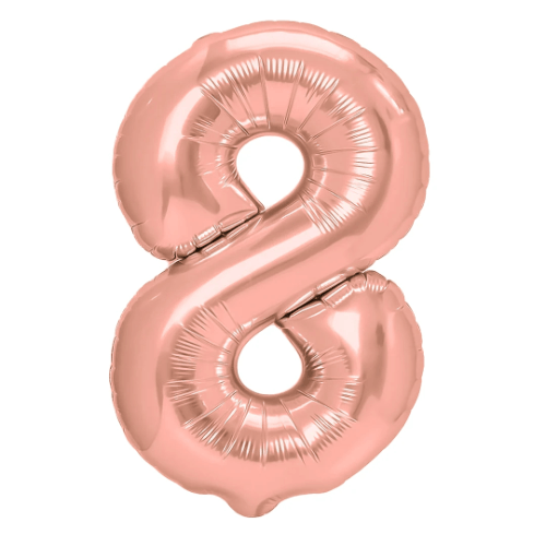 Zahlenballon 8 Roségold, 100 cm – mit Helium gefüllt