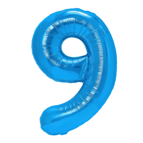 Zahlenballon 9 Blau, 100 cm – mit Helium gefüllt